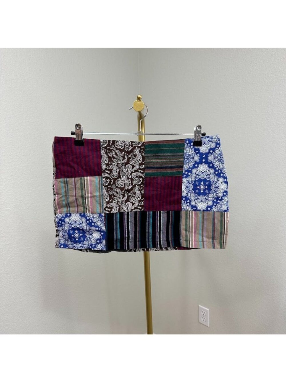 The Ragged Priest Sabotage Micro Mini Skirt Mixed Patch Work Quilted Women Sz 10